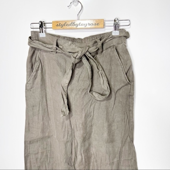 NWT Anthropologie Splendid Linen Slub Belted Cropped Wide Leg Pants - Picture 6 of 15
